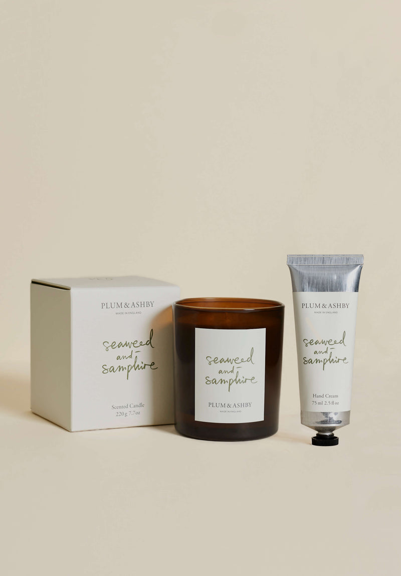 Seaweed & Samphire Hand Cream & Candle Set