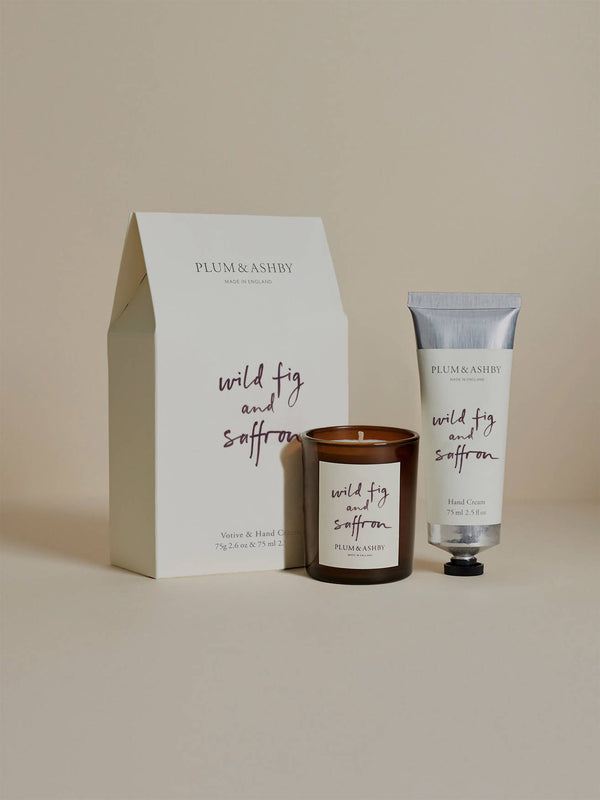 Wild Fig & Saffron Votive & Hand Cream Duo Set