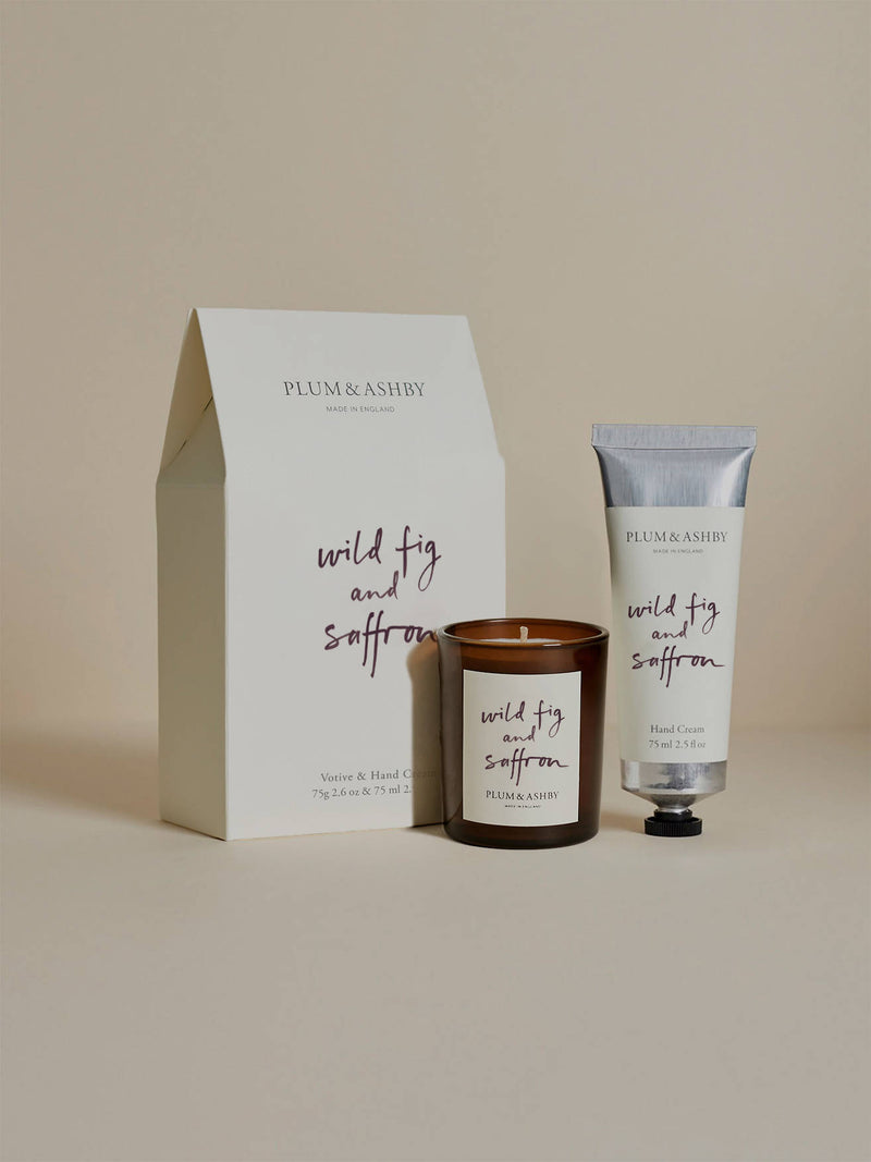 Wild Fig & Saffron Votive & Hand Cream Duo Set
